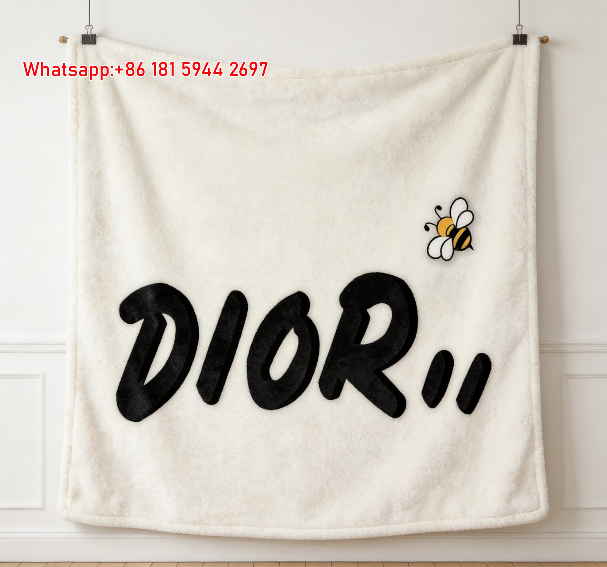 Dior Bee Cute Script Flannel Sofa Throw Blanket D443